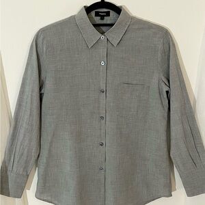 Theory Men’s Button Down Shirt Gray Size S 100% Cotton Minimal Weylend Pre-Owned